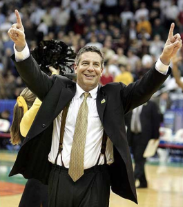 Pearl signals to the crowd after his team stunned Boston College in the 2005 NCAA Tournament.