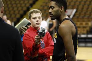 Milwaukee Panthers men’s basketball guard Steve McWhorter and I along with other media members at 2014 Panther Media Day.