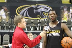 Milwaukee Panthers men’s basketball guard Akeem Springs and I at 2014 Panther Media Day.