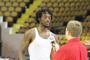 Milwaukee Panthers men’s basketball forward Trinson White and I at 2014 Panther Media Day.