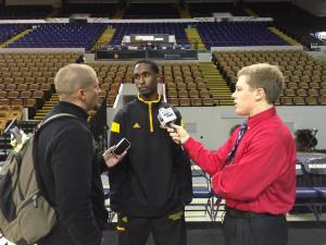 Milwaukee Panthers men's basketball guard JeVon Lyle and I at 2014 Panther Media Day. 