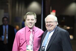 Legendary CBS broadcaster Verne Lundquist and I after an interview at the 2014 NCAA Tournament in Buffalo, N.Y. 