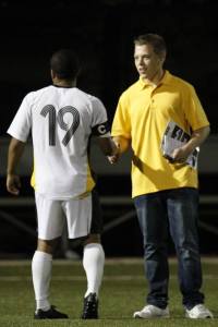 Milwaukee Panthers men's soccer forward Robbie Boyd and I following a match in 2013. 